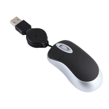Imagem de Mini mouse com fio, mouse USB óptico portátil de tamanho pequeno com cabo USB retrátil mouse compacto para mãos pequenas para PC, laptop, computador, mesa, casa, escola, crianças, meninas, meninos