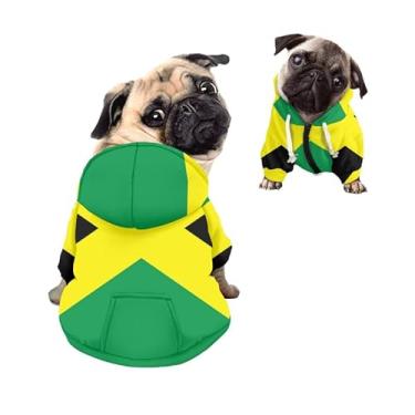 Imagem de Rivatimrio Casaco de cachorro jamaicano com bandeira da Jamaica, verde, amarelo, preto, com capuz, primavera, outono, agasalho, roupas para cães, gatos, filhotes, pequenos, médios e grandes - G