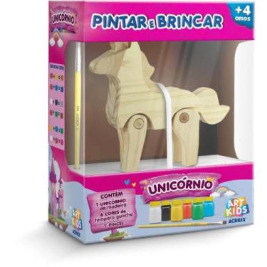 Imagem de Brinquedo para Colorir Unicórnio Pinta e Brincar com Guache - Acrilex