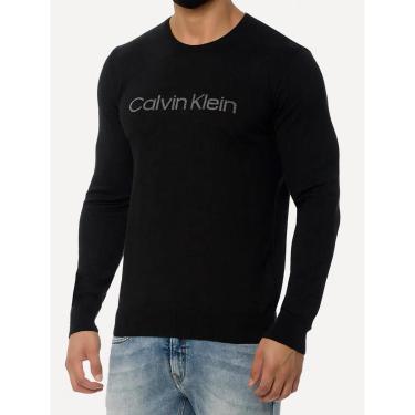 Imagem de Suéter Calvin Klein Masculina Tricot Front Logo Preto-Masculino