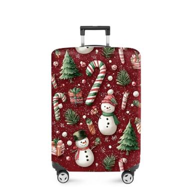 Imagem de FOREVER QUEEN Capa protetora elástica para bagagem de Natal serve para acessórios de viagem de 50 a 86 cm, Boneco de neve - Doce de bengala, L(fits 28-30Inch suitcase), Mármore