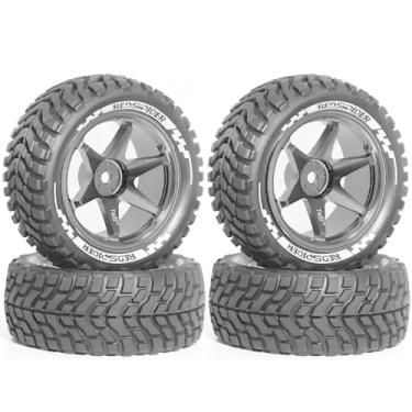 Imagem de WLYEJEA Aluminum Alloy 1/10 On-Road Rally Wheel Tires 2.95" OD Rubber Tyres&6-Spoke Rim 12mm Hex for 1/10 Tamiya TT01 TT02 XV02 XV01 WLtoys HSP Kyosho WR8 RedCat Sakura HPI