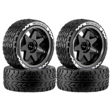 Imagem de WLYEJEA 1/10 On-Road Rally Tires 65mm OD Metal 6-Point Star Wheel hub and Rubber Tires 12mm Hex Fit for 1/10 Tamiya TT01 TT02 WLtoys HSP Kyosho XV02 XV01 RedCat Sakura