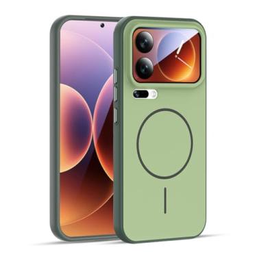 Imagem de LYJSMGZ Capa magnética para Xiaomi 17 Pro Max/17 Pro/17, capa com bloqueio de cores, compatível com a pele, suporta carregamento sem fio, durável, à prova de choque, verde, 17 Pro
