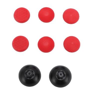 Imagem de Universal Thumbstick Grips, 8 in 1 Controller Joystick Caps Kit with 3 Heights, Non Slip Replaceable Analog Stick Covers for Switch Pro (Red)