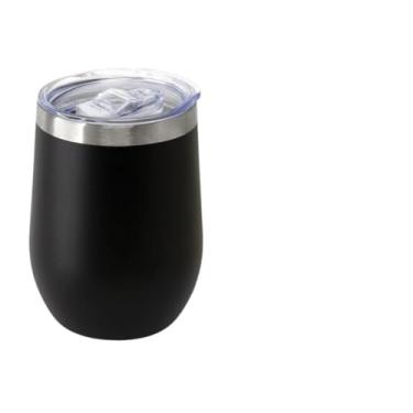 Imagem de Garrafa TéRmica PortáTil，Copo Cafe Termico Copo Cuia Térmico em Inox com Tampa AcríLica 350ml(Preto)
