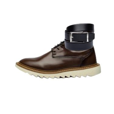 Imagem de ThézB Sapato Social Oxford Masculino em, Sola Tratorada, Estilo Brogue com Cinto, Marrom, Elegante para Ocasiões Formais (Conhaque Off, BR, Adulto, Numérico, 39)