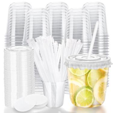 Imagem de Copos de plástico PET descartáveis de 12 onças Xuelimei, pacote com 10