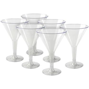 Imagem de Copos de Martini elegantes de plástico transparente - 170 g (6 unidades) - Copos de coquetel de plástico premium e utensílios para festas, suprimentos de festa perfeitos para aniversários, casamentos