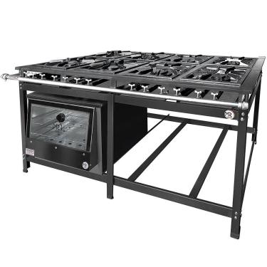 Imagem de Fogão Industrial 8 Bocas 4 Duplas Baixa Pressão Mr Fogões Com Forno P8 Luxo