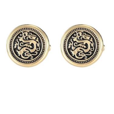 Imagem de Abotoaduras com design elegante de dragão de dois tons para homens - y