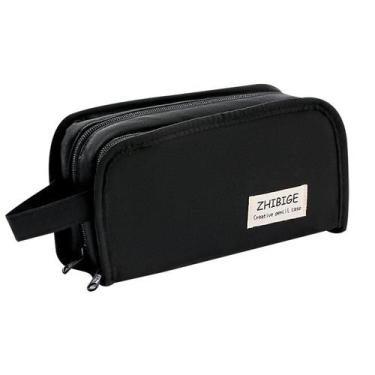 Imagem de Estojo de lápis, tecido genérico de PVC preto de grande capacidade - y