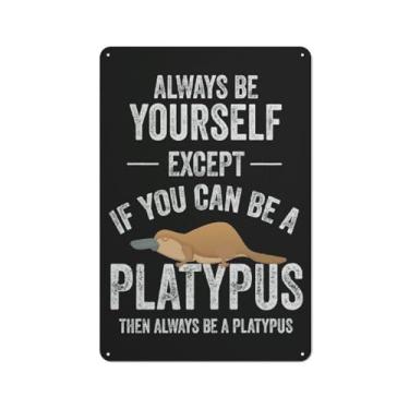 Imagem de Placa de metal Bea Platypus 20 x 30 cm, pôster vintage de estanho, decoração de parede para casa, escritório, bar, café