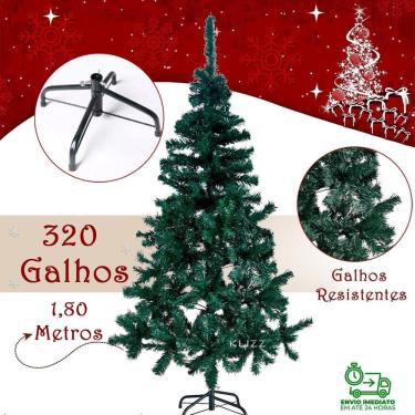 Imagem de Arvore De Natal 1,80 Metros 320 Galhos Pinheiro Pé De Metal