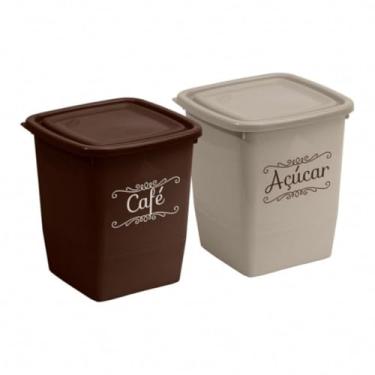 Imagem de Conjunto De Potes Porta Mantimentos Café E Açúcar 1,95 Litros