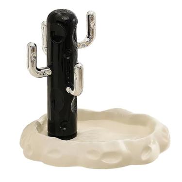 Imagem de Bandeja de armazenamento em forma de cacto, com uma base de cerâmica, suporte para joias, prateleira exclusiva com design ondulado, para relógios, acessórios, escritório, banheiro, sala de estar