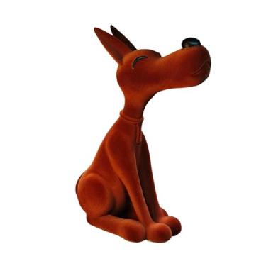 Imagem de Generic Estátua/Escultura de Cachorro Flocado - Artesanato Decorativo Versátil - Presente Ideal para Inauguração de Casa - Arte Moderna e Criativa - Estatueta