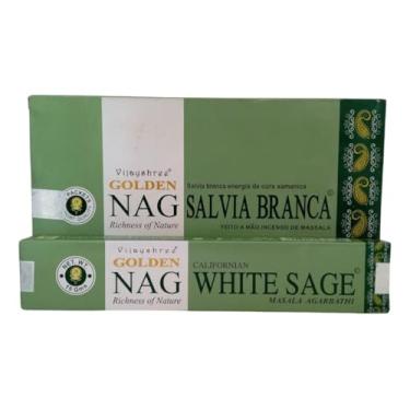 Imagem de Incenso Vijayshree Golden Nag Sálvia Branca - White Sage 12 Un. + Incensário