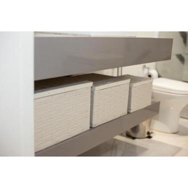 Imagem de Kit Baús Organizadores em Fibra Sintética P/M/G Multiuso Artesanal com Tampa – Cestos Decorativos para Quarto, Sala e Banheiro(BRANCO)