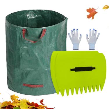 Imagem de Folhas Colhe Ancinhos de Mão, Coletor de Folhas Agarra Grama Grabbers - Coletores de folhas com saco de lixo,Remoção de detritos e resíduos de quintal com saco de lixo para folhas, grama e recortes