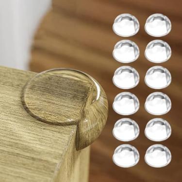 Imagem de Protetores de canto de mesa, protetores de canto de mesa transparentes com adesivo reforçado para mesas e cantos de móveis (12 peças)