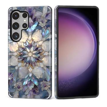 Imagem de DAIZAG Capa para Samsung Galaxy S25 Ultra, linda capa de telefone para meninas e mulheres, capa protetora resistente a arranhões à prova de choque - vitral de Natal iridescente floco de neve