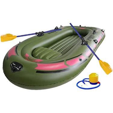 Imagem de Borracha inflável para barco, PVC verde - Essencial para pesca ao ar livre, com remos, bomba de ar e conjunto de corda, cerca de 190 x 120 cm, ideal para pesca ao ar livre e atividades aquáticas