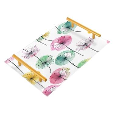 Imagem de Wassud Bandeja de banheiro com dente-de-leão colorido, bandejas de perfume, alça de maquiagem, cômoda, quarto, cozinha, mesa, 30 x 20 cm