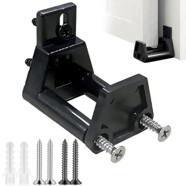 Imagem de 1 peça de guia de piso inferior de porta de celeiro deslizante, guia de piso de porta de celeiro ajustável, design de fundo plano nivelado, tampa de porta de celeiro com kit de parafusos para fácil