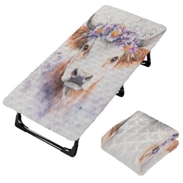 Imagem de Burbuja Lençol de berço de vaca em aquarela para crianças, lençol de cochilo acolchoado portátil com faixa elástica para meninas e meninos, lavável na máquina, 63,5 x 127 cm