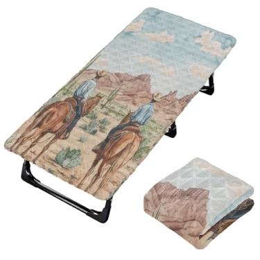 Imagem de Burbuja Lençol de berço Western Cowboys para crianças, lençol de cochilo acolchoado portátil com faixa elástica para meninas e meninos, lavável na máquina, 63,5 x 127 cm