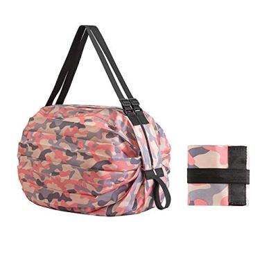 Imagem de Sacola de compras dobrável reutilizável Ambientalmente amigável Tecido náilon lavável para viagens acampamento caminhada praia piquenique lavanderia bagagem materiais escolares