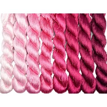 Imagem de RUSHIGUAN 100% pura natureza amoreira fio de seda acessório de joias flores artificiais ponto cruz bordado fio diy kits de costura 8 cores gradientes 110 m cada (9)