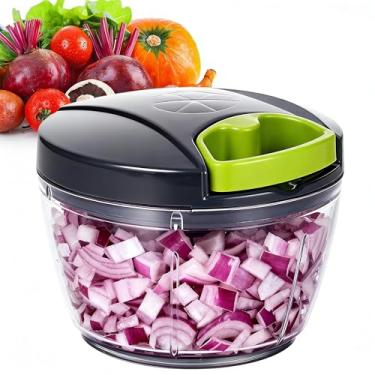 Imagem de Processador manual de alimentos, cortador de legumes, processador manual de alimentos para alho, cebola, nozes, frutas – Ferramenta de cozinha fácil de usar para cortar eficientemente