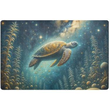 Imagem de TSENQUE Tapete de porta personalizado fantástico tartaruga marinha outono engraçado tapete de porta frontal capachos externos tapetes antiderrapantes entrada externa 81 x 50 cm