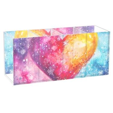 Imagem de TSENQUE Decoração de casa, colorido, cósmico, coração, impressão, acrílico, fofo, porta-lápis, caneta, caneta, caneta, caneta, caneta, caneta, organizador de mesa, acessórios e acessórios