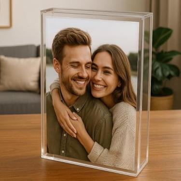 Imagem de Moldura Caixa Quadro Acrílico Transparente Cristal Para Mesa Aparador Estante – Foto Diploma Arte(15 x 21 x 3)