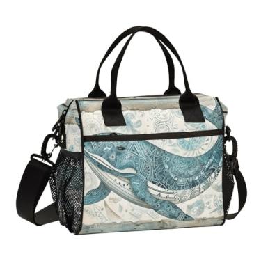 Imagem de GAIGEO Lancheira adulta envelhecida baleia marinha isolada coral, lancheiras reutilizáveis, lancheira isolada feminina, M