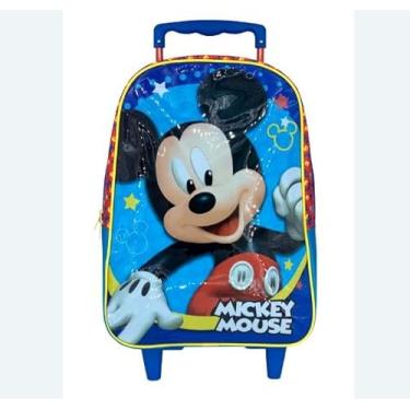 Imagem de Starschool - Mala com Rodas 14" Mickey | Estrutura em Poliéster Resistente, Painel EVA 3D em Relevo e Carrinho de Metal com Travas | Diversão e Praticidade para Viagens Infantis