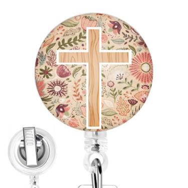 Imagem de Carretel de crachá de cruz cristã para enfermeiros, clipe de crachá religioso feito à mão para estudantes de enfermagem, equipe médica, trabalho, clínica.