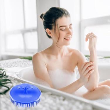 Imagem de Conjunto de 4 peças massageador circular para couro cabeludo com escova de xampu e pente de cabelo, adequado para uso diário (azul)