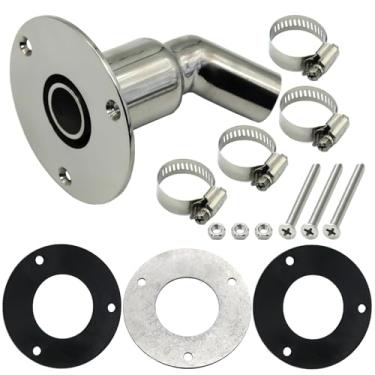 Imagem de LEQMG Calefator a diesel, revestimento de exaustão do casco, aço inoxidável 316 de grau marítimo, adequado para ferragens de soquete de tubo de 24 mm (dobrado)