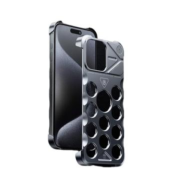 Imagem de SNIDII Capa luxuosa de liga de alumínio com dissipação de calor sem moldura para iPhone 16 Pro Max com proteção de lente capa de telefone de metal (cinza)