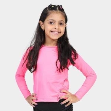 Imagem de Camiseta Infantil UV Manga Longa Proteção Solar - Techmalhas, Rosa, 16