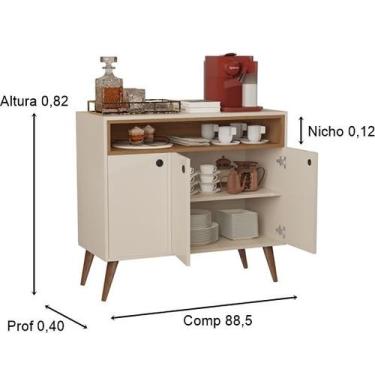 Imagem de Aparador Buffet 3 Portas Pés Palito de madeira Caique Cores - Comprar 