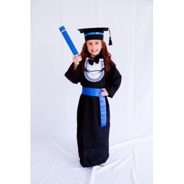 Imagem de Kit  Infantil Beca, faixa e capelo rígido + Canudo De Camurça - beka l