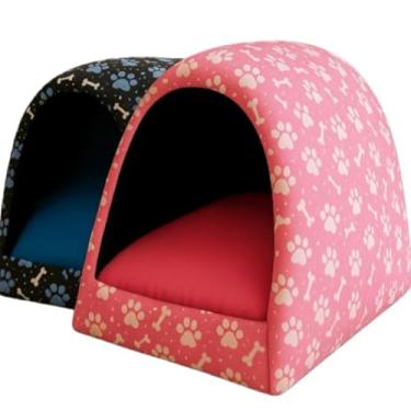 Imagem de Cama pra Cachorro e Gato Casinha Toca Iglu P a G(1 Azul 1 Rosa,G)