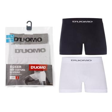 Imagem de Kit com 2 Cuecas Boxer Lisa Algodão Sem Costura Duomo Sortido