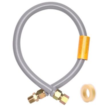 Imagem de Wayona Aço inoxidável 91.4 cm 3/4 "MIP x 3/10.2 cm FIP linha de gás propano flexível (2,5 cm OD), mangueira conector natural revestido de PVC cinza para interior e exterior, aquecedor de água, secador