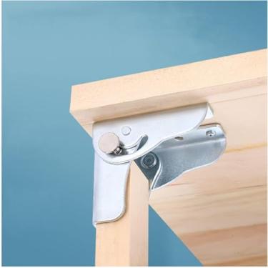 Imagem de Dobradiça dobrável com travamento automático de 90 graus, ferragens dobráveis multifuncionais, acessórios de ferragens de mesa dobrável (prata, 2)